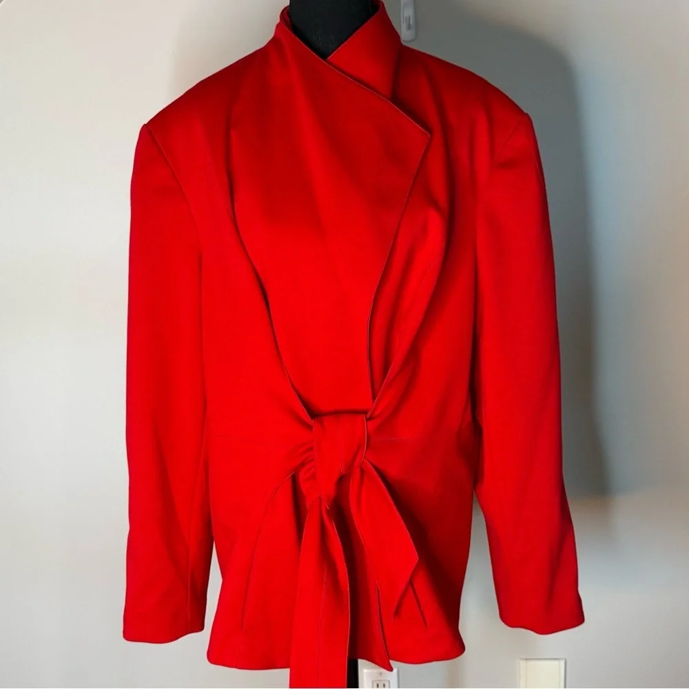 Calvin Klein Red Tie-Waist Blazer Jacket - Picture 3 of 15
